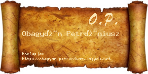 Obagyán Petróniusz névjegykártya